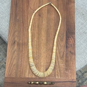Vintage- 32" Long- Stunning Wood Slices Long Graduated Size Necklace